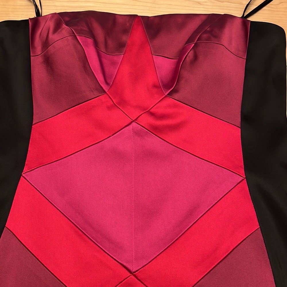 Cache Scarlet Color Block Strapless Dress Sz 6 - image 7